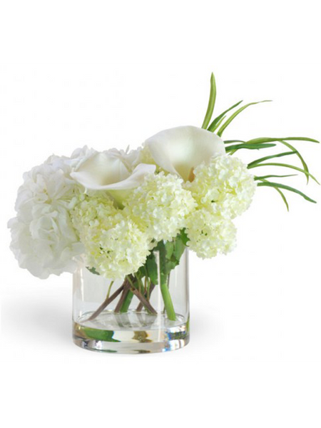 white hydrangea and calla lily bouquet Calla Lily and Hydrangea Mix