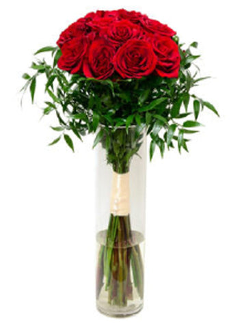 A Dozen Roses in a Vase